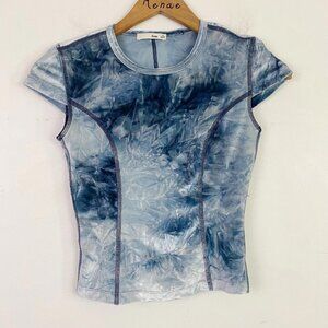 WILFRED FREE blue velvet tie dye baby tee